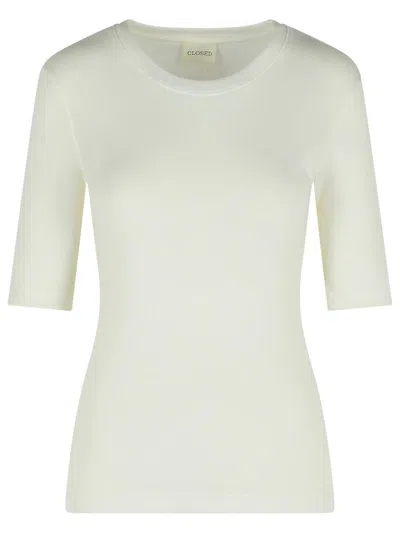 Closed Ivory Cotton Blend T-shirt In White