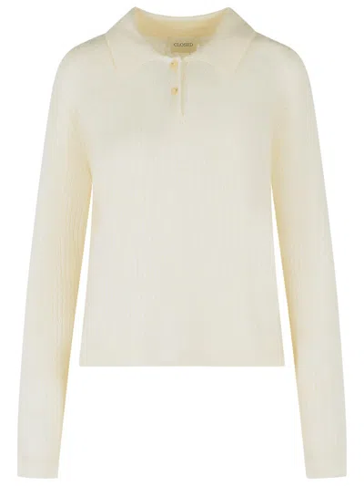 Closed Wool-blend Polo Knit In Neutral