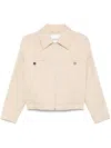 Closed Cotton And Linen Blend Short Jacket In Beige