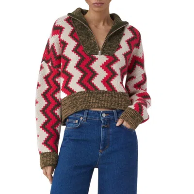 Closed Jacquard Sweater In Multi In Red