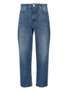 Closed High-waisted Straight-leg Denim Jeans With Worn-in Finish In Blue