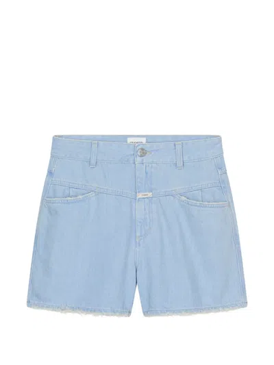 Closed Jocy-x Frayed Denim Shorts In Blue