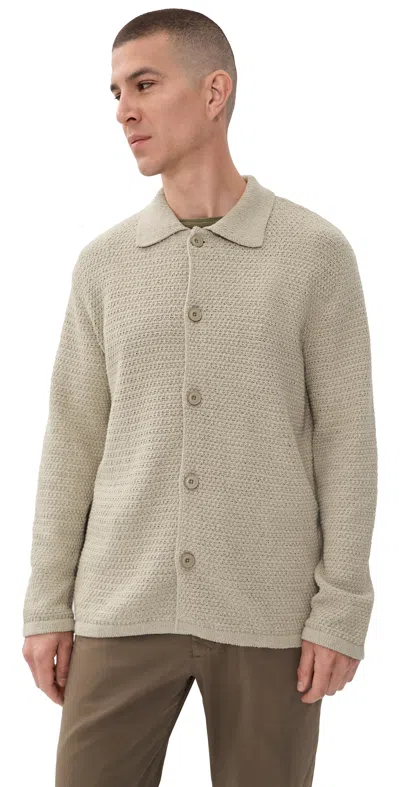 Closed Knit Cardigan Pebble Green In Gray