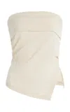 Closed Knit Cotton Bandeau Top In Neutral