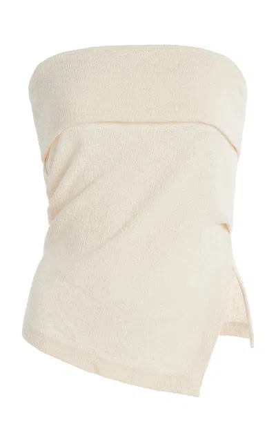Closed Knit Cotton Bandeau Top In Neutral