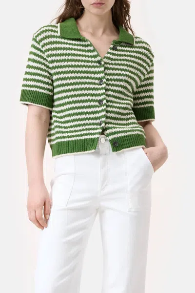 Closed Knitted Cardigan In Matcha Green