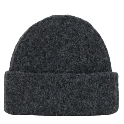 Closed Knitted Hat In Dark Grey Multi In Black