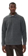 Closed Knitted Polo Dark Grey Melange In Gray