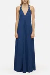 Closed Knotted Straps Maxi Dress In Dark Blue In Blue