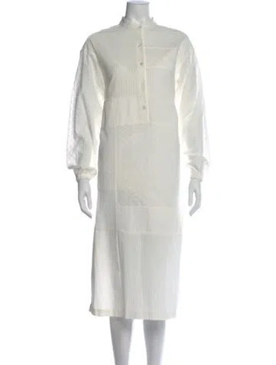 Pre-owned Closed Lace Pattern Knee-length Dress In White