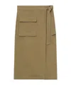 Closed Tie-fastening Cotton Midi Skirt In Brown