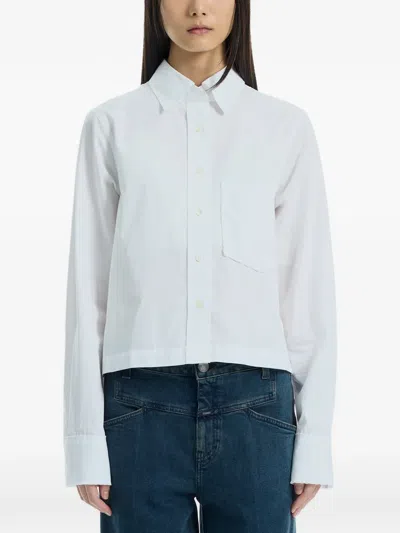 Closed Lace-trim Chest-pocket Shirt In Multi