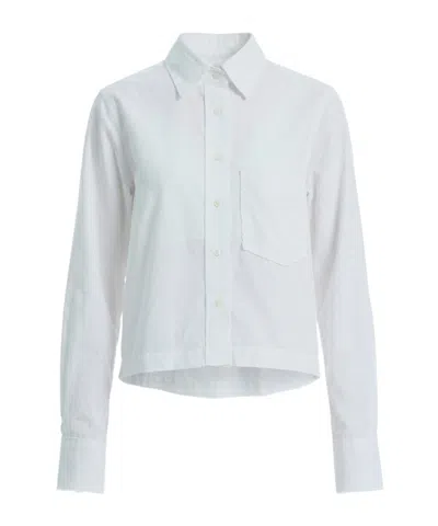 Closed Lace-trim Chest-pocket Shirt In White