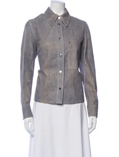 Pre-owned Closed Lamb Leather Denim Jacket In Gray