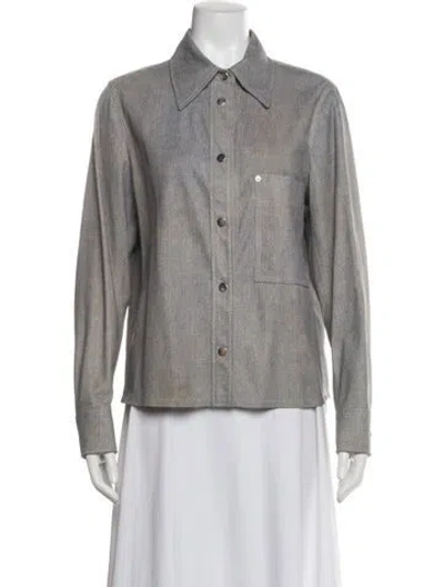 Pre-owned Closed Lamb Leather Jacket In Gray