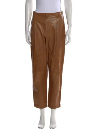 Pre-owned Closed Lamb Leather Straight Leg Pants In Brown