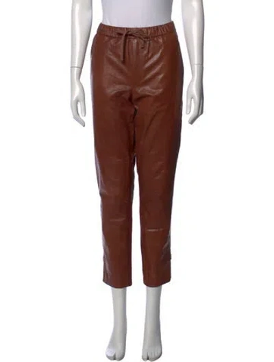 Pre-owned Closed Lamb Leather Straight Leg Pants In Brown