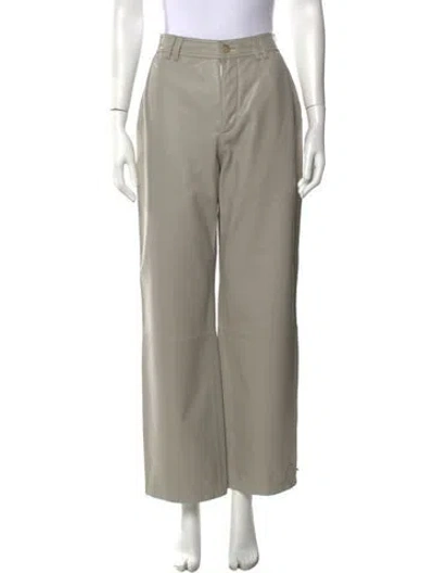 Pre-owned Closed Lamb Leather Wide Leg Pants In White