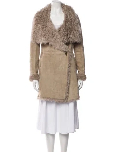 Pre-owned Closed Lambskin Faux Fur Jacket In Neutral