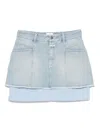 Closed Denim Poplin Mini Skirt In Light Blue In Blue
