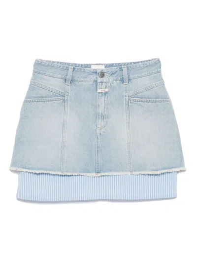 Closed Layered Mini Skirt In Blue