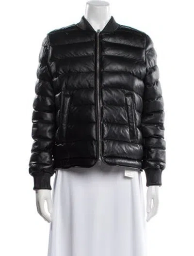 Pre-owned Closed Leather Bomber Jacket In Black