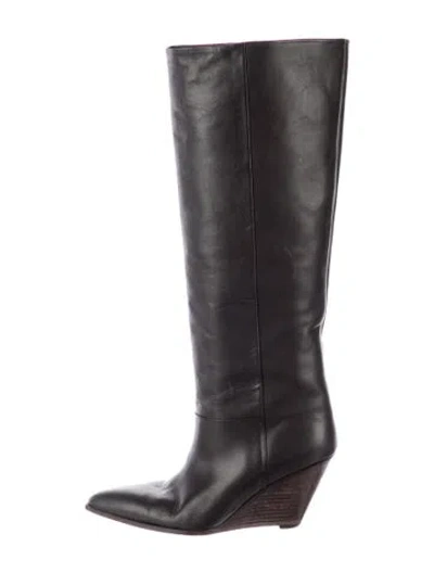 Pre-owned Closed Leather Boots In Brown