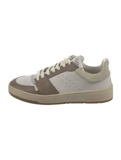 Pre-owned Closed Leather Colorblock Pattern Sneakers In Multi