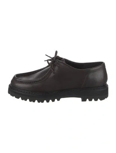 Pre-owned Closed Leather Oxfords In Black