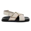 Closed Cross-strap Buckle Sandals In Neutral