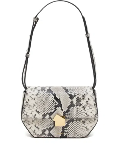 Closed Leather Shoulder Bag In White