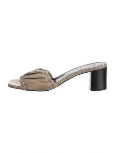 Pre-owned Closed Leather Slides In Neutrals