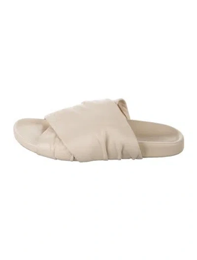 Pre-owned Closed Leather Slides In Neutrals