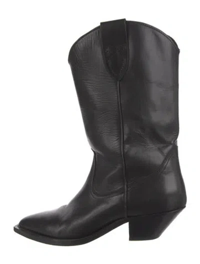 Pre-owned Closed Leather Western Boots In Black