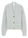 Closed Light Grey Wool Blend V-necked Cardigan In Gray