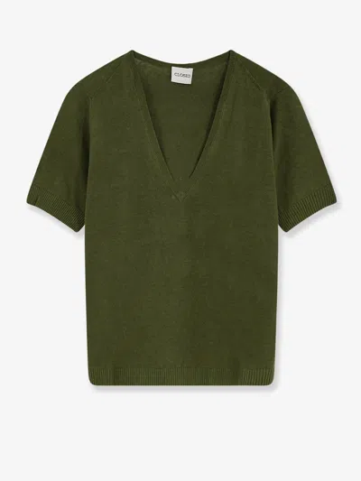 Closed Linen And Cotton Blend Sweater In Green