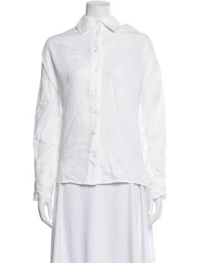 Pre-owned Closed Linen Long Sleeve Button-up Top W/ Tags In White