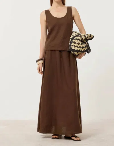 Closed Linen Maxi Skirt In Maple Brown In Red