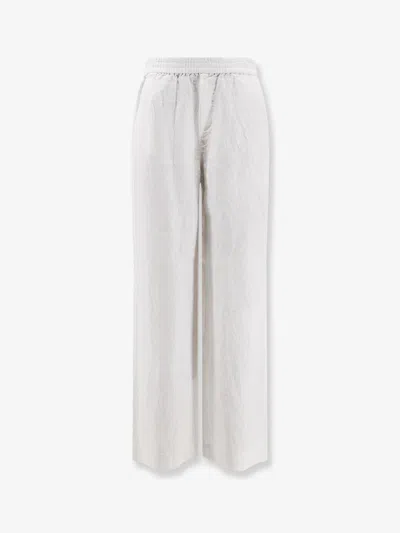 Closed Linen Trousers In White