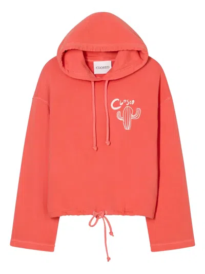 Closed Logo-embroidered Hoodie In Red