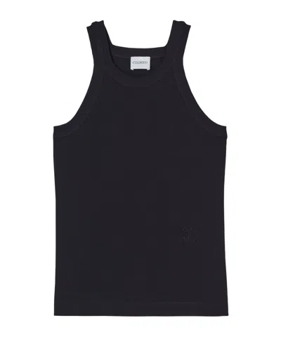 Closed Logo-embroidered Ribbed Tank Top In Black