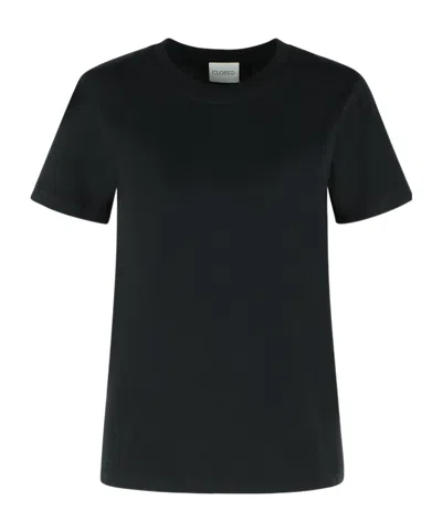 Closed Logo Hem Crew Neck T-shirt In Black
