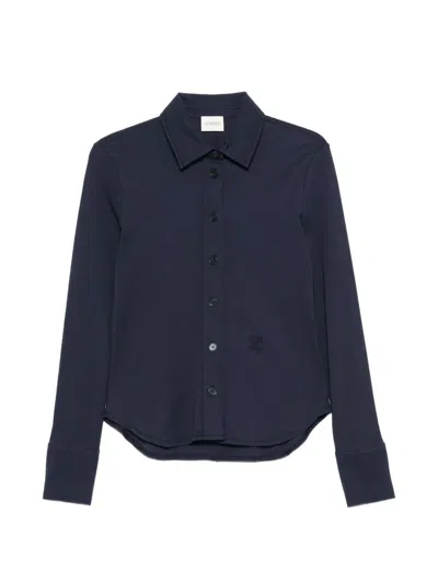 Closed Logo-embroidered Curved-hem Shirt In Blue