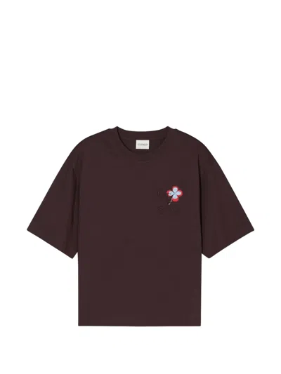 Closed Logo-embroidered Relaxed-fit T-shirt In Brown
