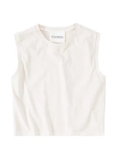 Closed Logo-embroidered Sleeveless Top In White