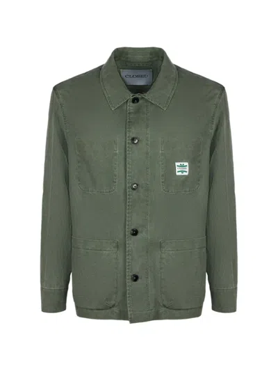 Closed Logo-patch Multi-pocket Shirt Jacket In Green