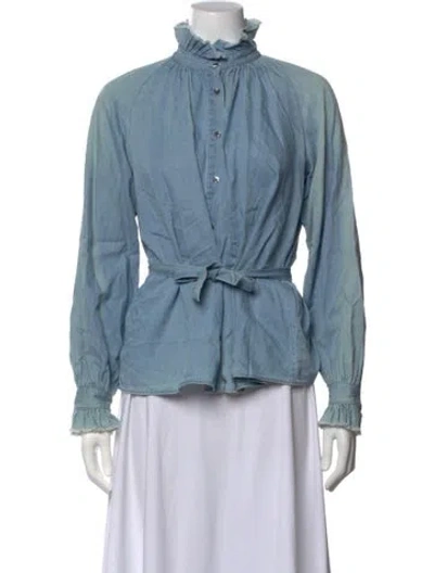 Pre-owned Closed Long Sleeve Blouse In Blue