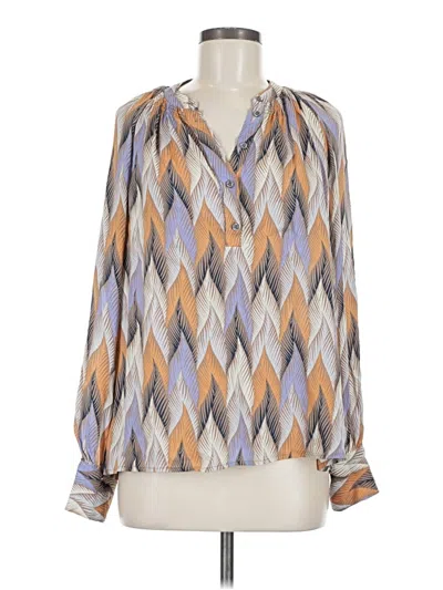 Pre-owned Closed Long Sleeve Blouse In Silver