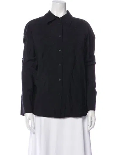 Pre-owned Closed Long Sleeve Button-up Top In Black