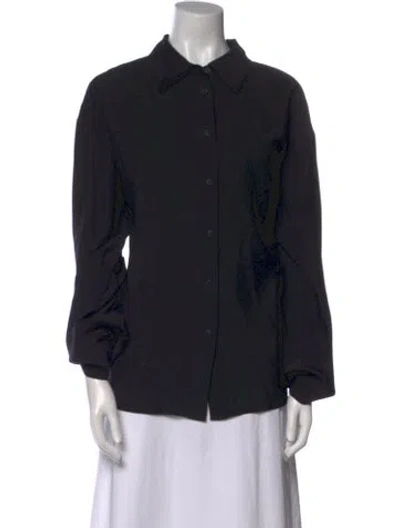 Pre-owned Closed Long Sleeve Button-up Top In Black
